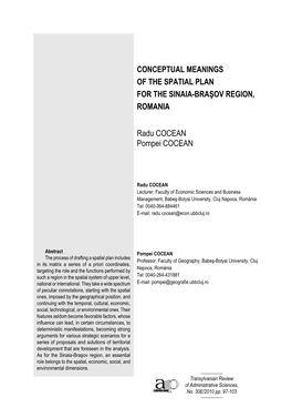 Conceptual Meanings of the Spatial Plan for the Sinaia-Braşov Region, Romania