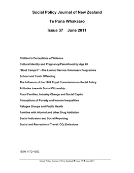 Social Policy Journal of New Zealand Te Puna Whakaaro Issue 37 June