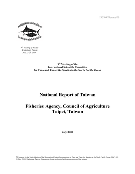 National Report of Taiwan Fisheries Agency, Council of Agriculture