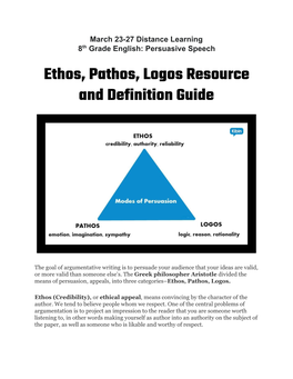Ethos, Pathos, Logos Resource and Definition Guide