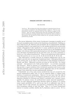 Arxiv:Math/0509244V3 [Math.LO] 11 May 2009 Vr Icsino Rdctvs O H Atfryyears