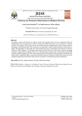 A Survey on Women's Motivation to Reduce Poverty