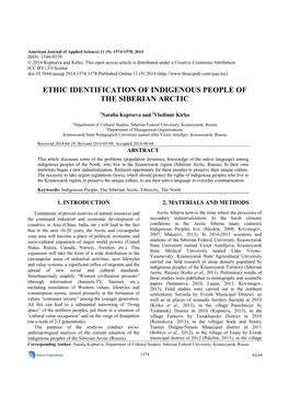 Ethic Identification of Indigenous People of the Siberian Arctic