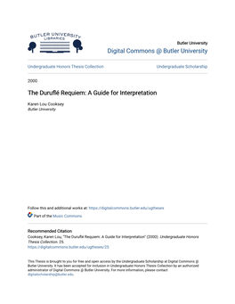 The Duruflé Requiem: a Guide for Interpretation