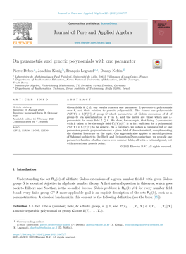 On Parametric and Generic Polynomials with One Parameter