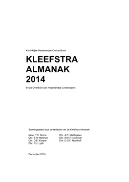 Kleefstra Almanak 2014