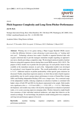 Pitch Sequence Complexity and Long-Term Pitcher Performance