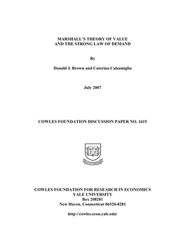 Marshall's Theory of Value and the Strong Law of Demand