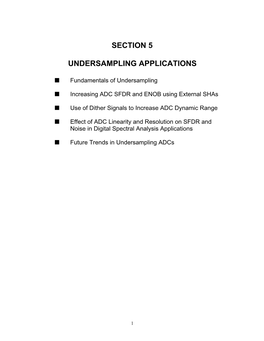 Section 5 Undersampling Applications