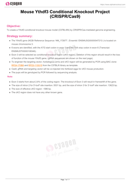 Mouse Ythdf3 Conditional Knockout Project (CRISPR/Cas9)