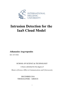 Intrusion Detection for the Iaas Cloud Model