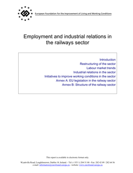 Employment and Industrial Relations in the Railways Sector