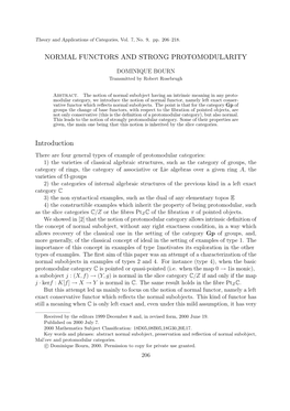 NORMAL FUNCTORS and STRONG PROTOMODULARITY Introduction