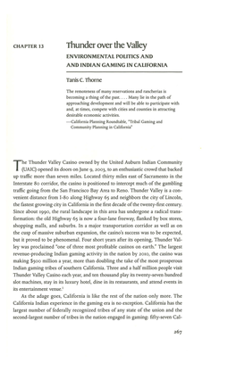 Thunder Over the Valley ENVIRONMENTAL POLITICS and and INDIAN GAMING in CALIFORNIA