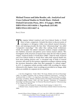 Michael Tenzer and John Roeder, Eds. Analytical and Cross-Cultural Studies in World Music. Oxford: Oxford University Press, 2011