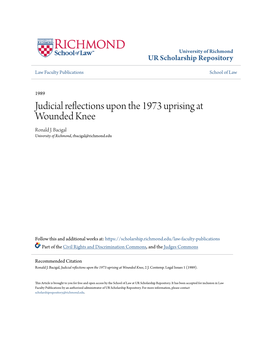 Judicial Reflections Upon the 1973 Uprising at Wounded Knee Ronald J