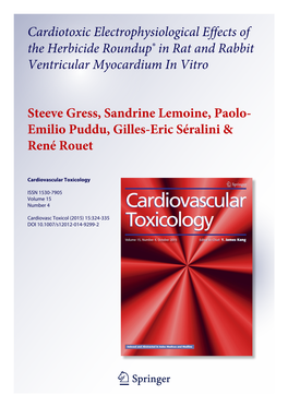 Cardiotoxic Electrophysiological Effects of the Herbicide Roundup® in Rat and Rabbit Ventricular Myocardium in Vitro