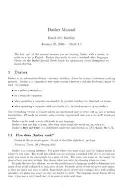 Dasher Manual