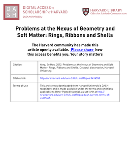 Problems at the Nexus of Geometry and Soft Matter: Rings, Ribbons and Shells