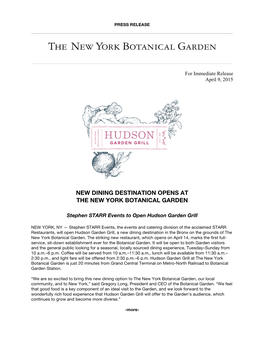 New Dining Destination Opens at the New York Botanical Garden