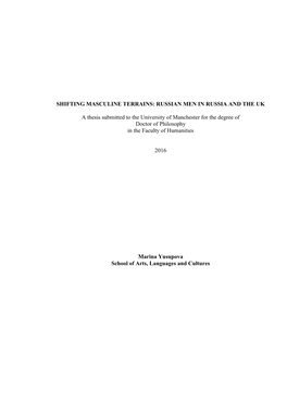 Shifting Masculine Terrains: Russian Men in Russia and the Uk