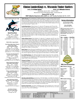 Clinton Lumberkings Vs. Wisconsin Timber Rattlers