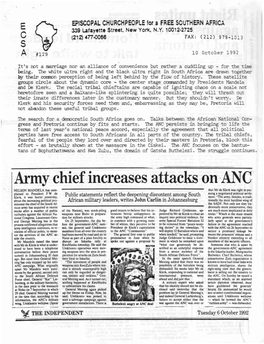 Army Chief Increases Attacks Onanc NELSON MANDELA Has Com­ That Mr De