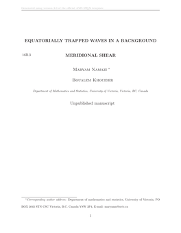 Equatorially Trapped Waves in a Background Meridional