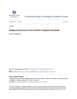 Religious Discourse on the Conflict in Nagorno Karabakh