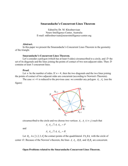 Smarandache's Concurrent Lines Theorem