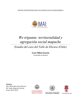 We Tripantu: Territorialidad Y Agregación Social Mapuche Estudio Del Caso Del Valle De Elicura (Chile)