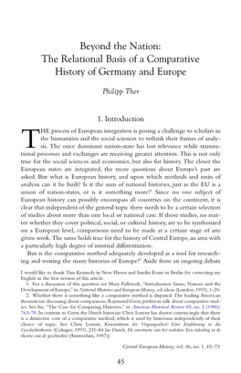 The Relational Basis of a Comparative History of Germany and Europe