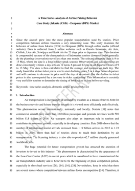 A Time Series Analysis of Airline Pricing Behavior Case Study Jakarta (CGK)