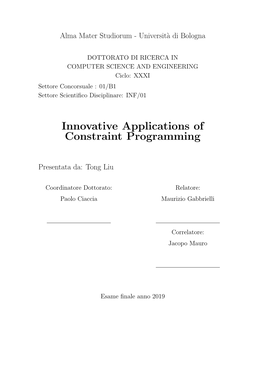 Innovative Applications of Constraint Programming