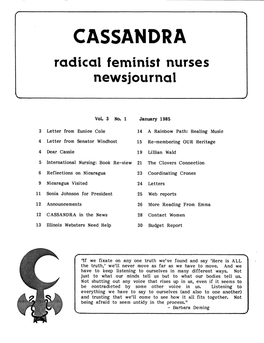 Cassandra: Radical Feminist Nurses Newsjournal Contribution Guidelines