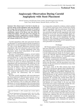 Angioscopic Observation During Carotid Angioplasty with Stent Placement