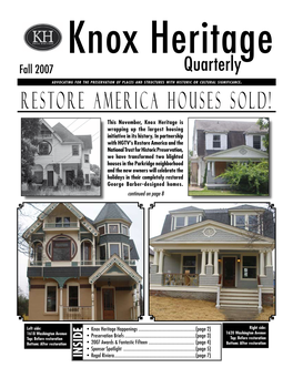 Restore America Houses Sold!