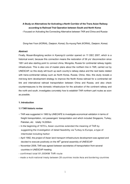 1 a Study on Alternatives for Activating a North Corridor of the Trans Asian