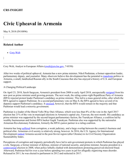 Civic Upheaval in Armenia