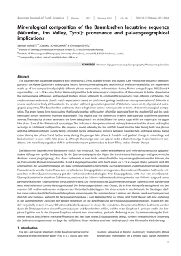 Mineralogical Composition of the Baumkirchen Lacustrine Sequence (Würmian, Inn Valley, Tyrol): Provenance and Palaeogeographical Implications