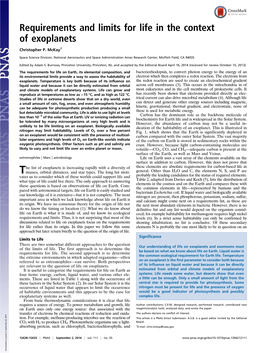 Requirements and Limits for Life in the Context of Exoplanets