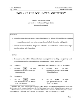 Dom and the Pcc: How Many Types?