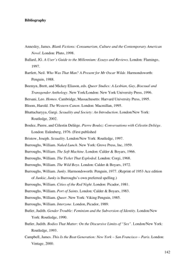 142 Bibliography Annesley, James. Blank Fictions: Consumerism