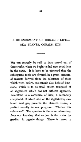 Commencement of Organic Life- Sea Plants, Corals, Etc