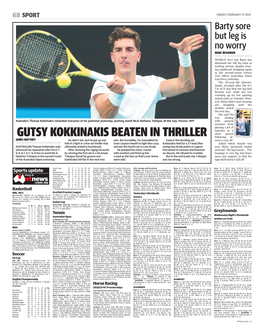 Gutsy Kokkinakis Beaten in Thriller