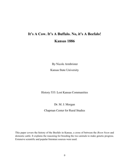 It's a Cow. It's a Buffalo. No, It's a Beefalo! Kansas 1886