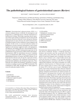 The Pathobiological Features of Gastrointestinal Cancers (Review)