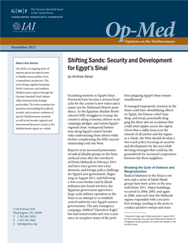 Security and Development for Egypt's Sinai