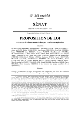 Sénat Proposition De