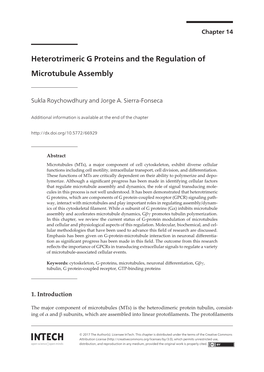 Heterotrimeric G Proteins and the Regulation of Microtubule Assembly